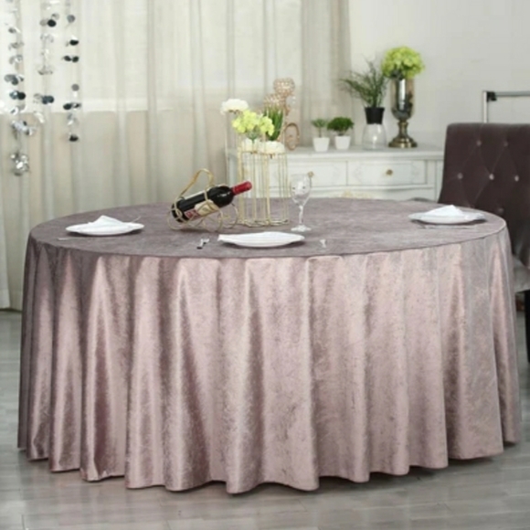 120" Round Dusty Rose/Mauve Lux Velvet Table Cloth - Picture 4 of 7